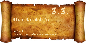 Blun Balabán névjegykártya